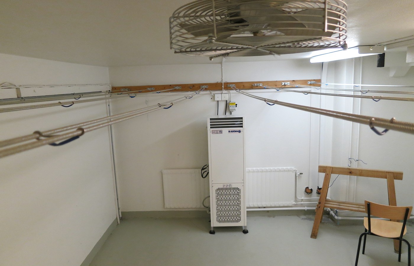 Real photo of condominium drying room for laundry for Heated airer vs tumble dryer: practical tradeoffs for UK homes